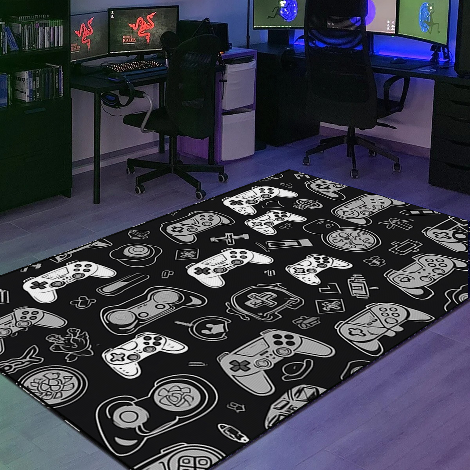 Game Room Themed Area Rug for Kids - Personalizable Gaming Decor for Bedroom - 3D Controller Design - Image 3