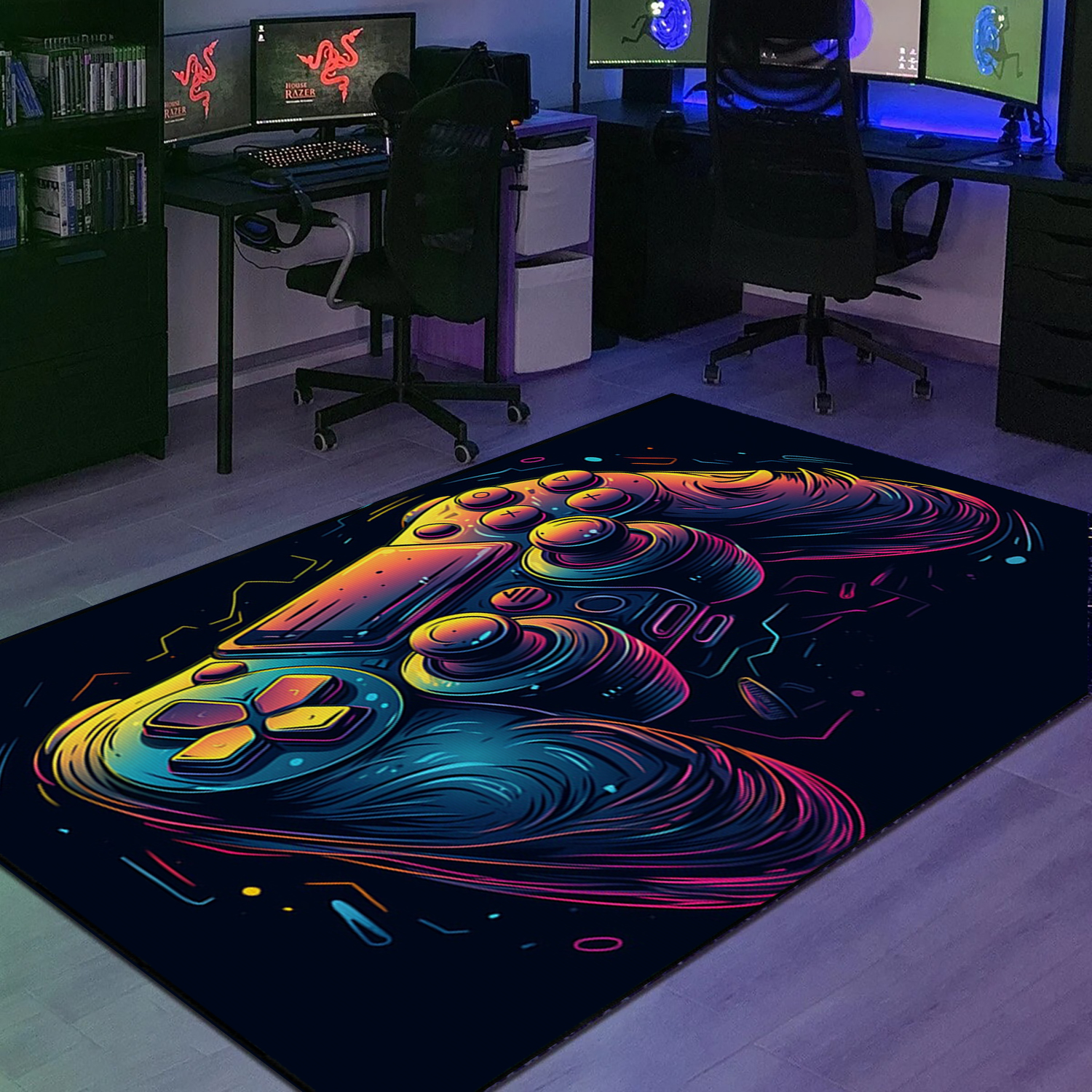 Game Room Themed Area Rug for Teen Boys - Customized Gamer Carpet with Rug Decor Home T06 - Image 2