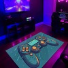 Game Room Themed Area Rug for Teen Boys - Personalized Gaming Carpet with Game Room Carpets - Vintage Style Game Room Decor
