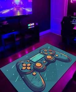 Game Room Themed Area Rug for Teen Boys - Personalized Gaming Carpet with Game Room Carpets - Vintage Style Game Room Decor