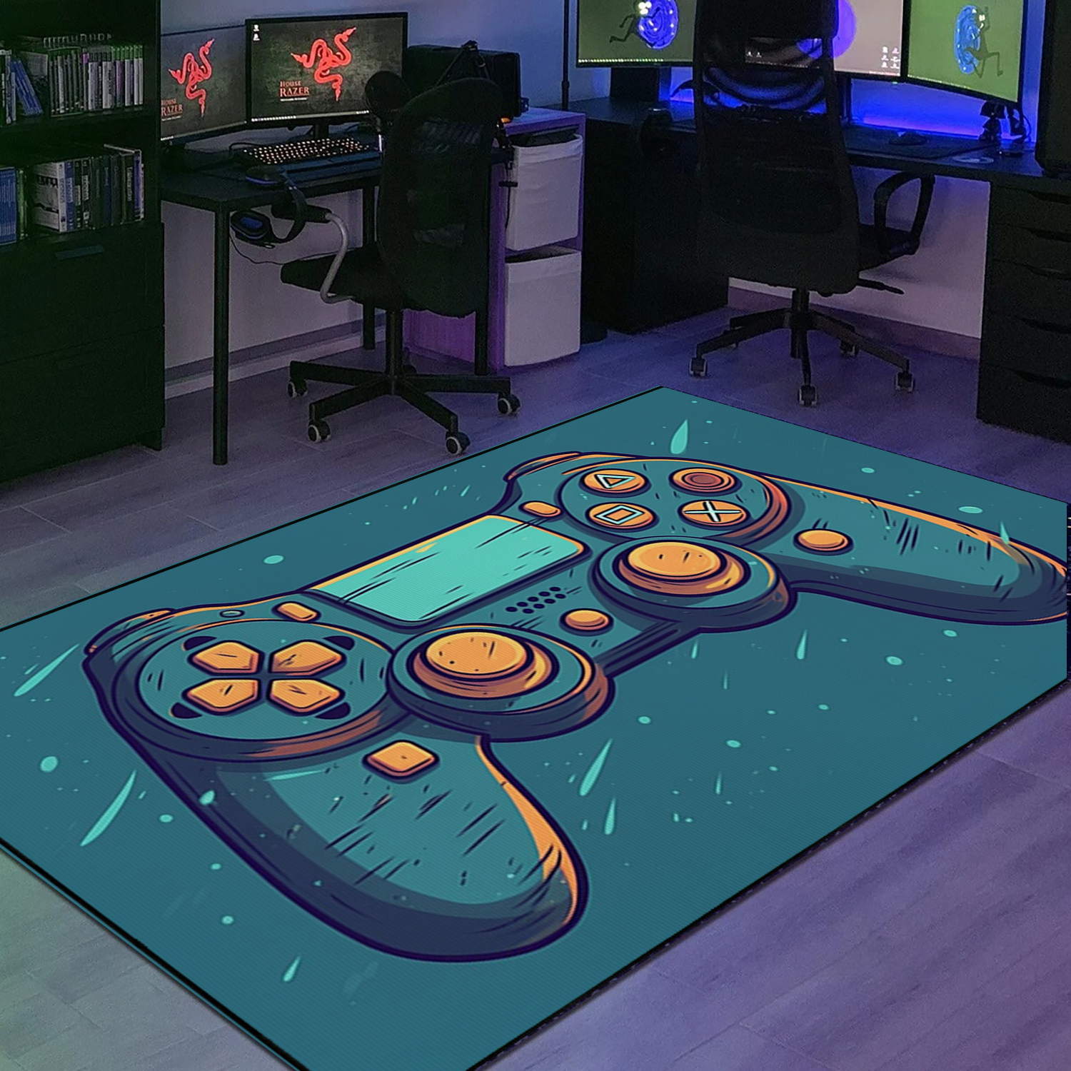 Game Room Themed Area Rug for Teen Boys - Personalized Gaming Carpet with Game Room Carpets - Vintage Style Game Room Decor - Image 3