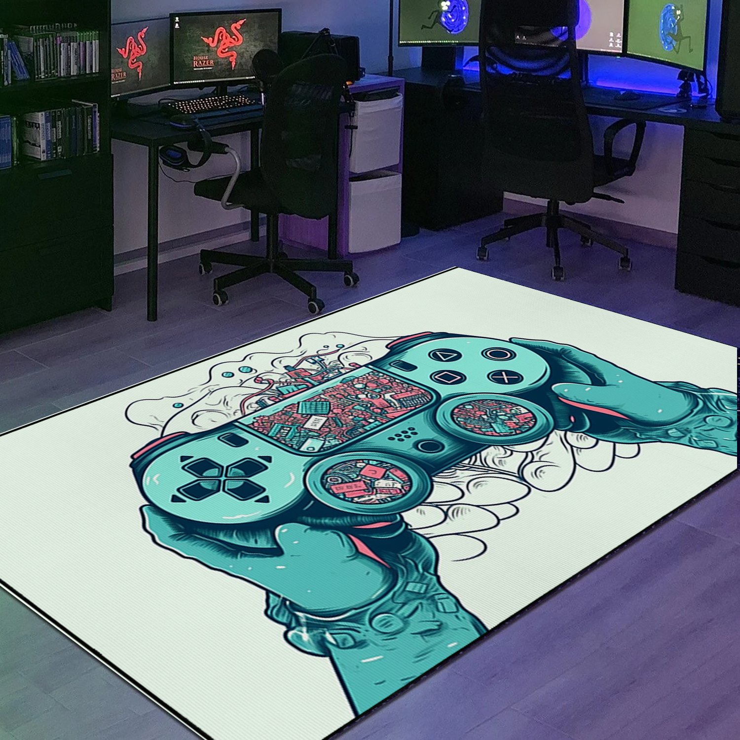Game Room Themed Area Rug for Teen Boys - Shufflezone Game Carpet - Large Game Rug Design M69 - Image 2