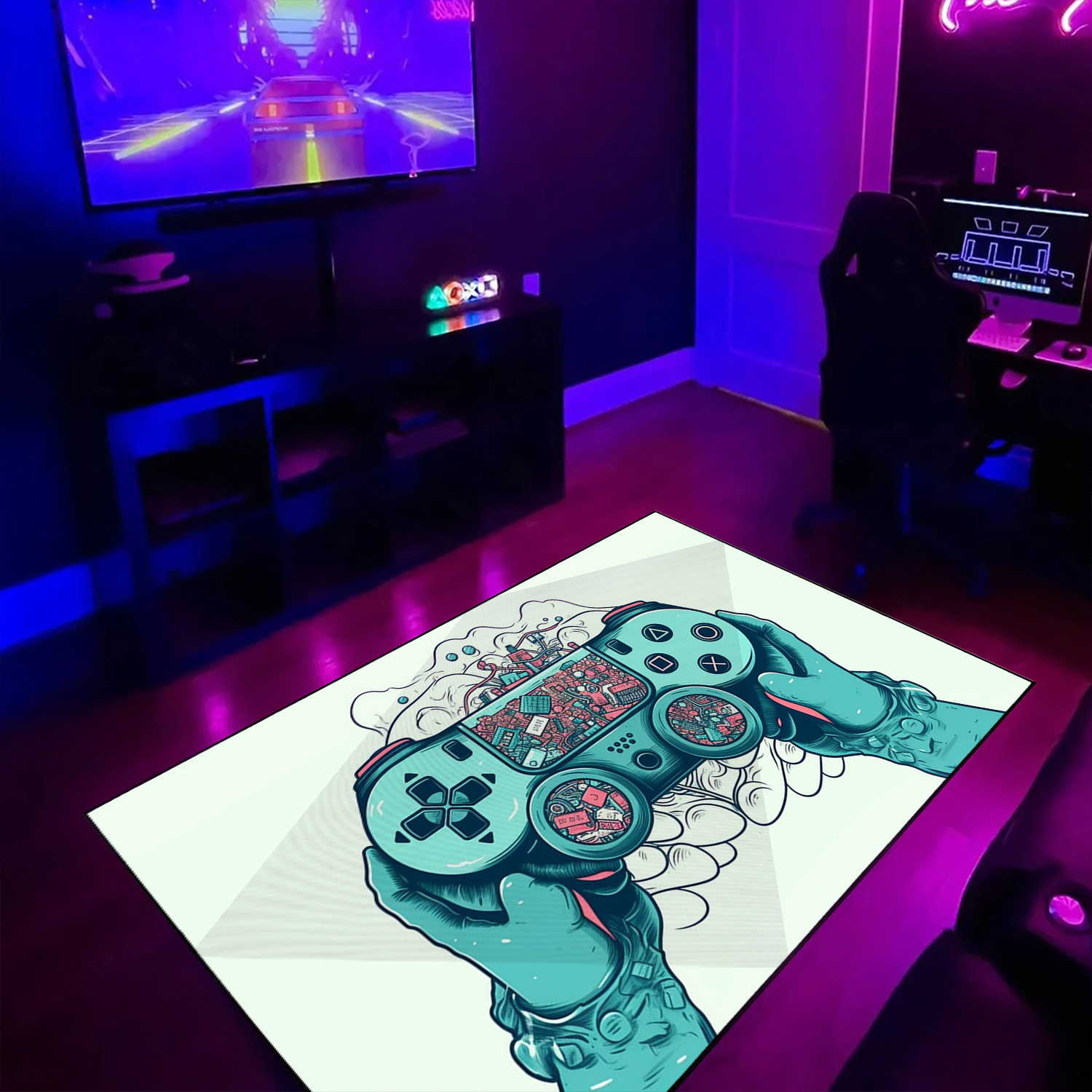 Game Room Themed Area Rug for Teen Boys - Shufflezone Game Carpet - Large Game Rug Design M69 - Image 3