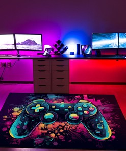 Game Room Themed Area Rugs - Personalized Gaming Carpet for Boys Room - Large Game Rug Design M24