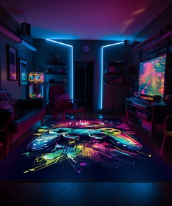 Game Room Themed Area Rugs for Boys with Vintage Gaming Rugs for Bedrooms