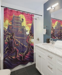 Game-Themed Shower Curtain With Fighting Characters - Perfect Addition To Kids Bathroom Shower Curtain