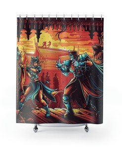 Game-Themed Shower Curtain With Fighting Characters - Perfect Addition To Kids Bathroom Shower Curtain Collection