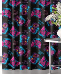 Gamer Room Decor Shower Curtain with Joyistic Curtains for Teen Girl Birthday Gift 