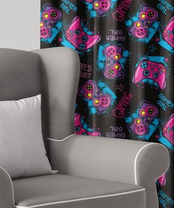 Gamer Room Decor Shower Curtain with Joyistic Curtains for Teen Girl Birthday Gift