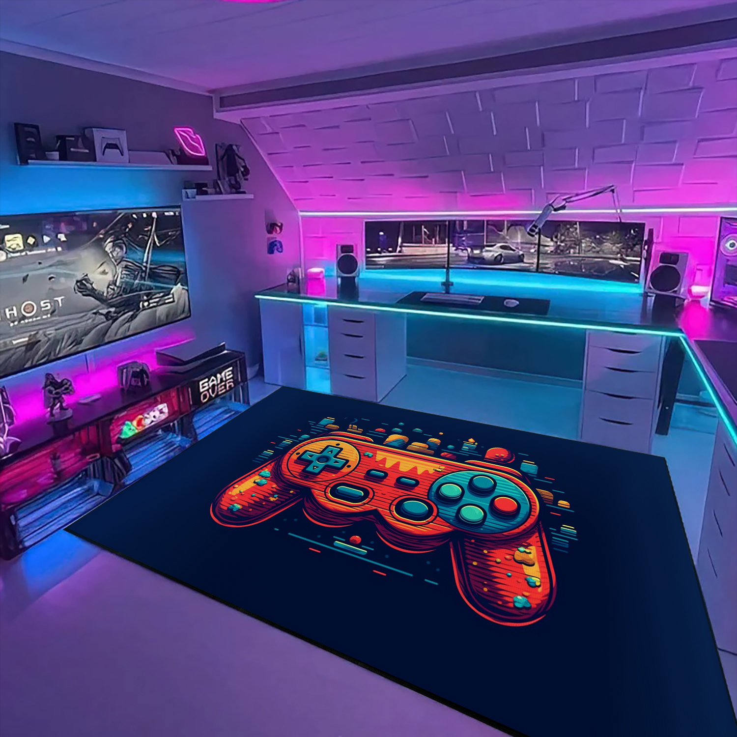 Gamer Rug for Bedroom - Personalized Area Rug for Teen Boys with Large Game Rug Design - Non Slip Bathroom Rugs Washable M28 - Image 3