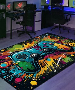 Gamer Rug for Bedroom - Personalized Area Rug for Teen Boys with Large Game Rug Design - Rug Decor Home M34