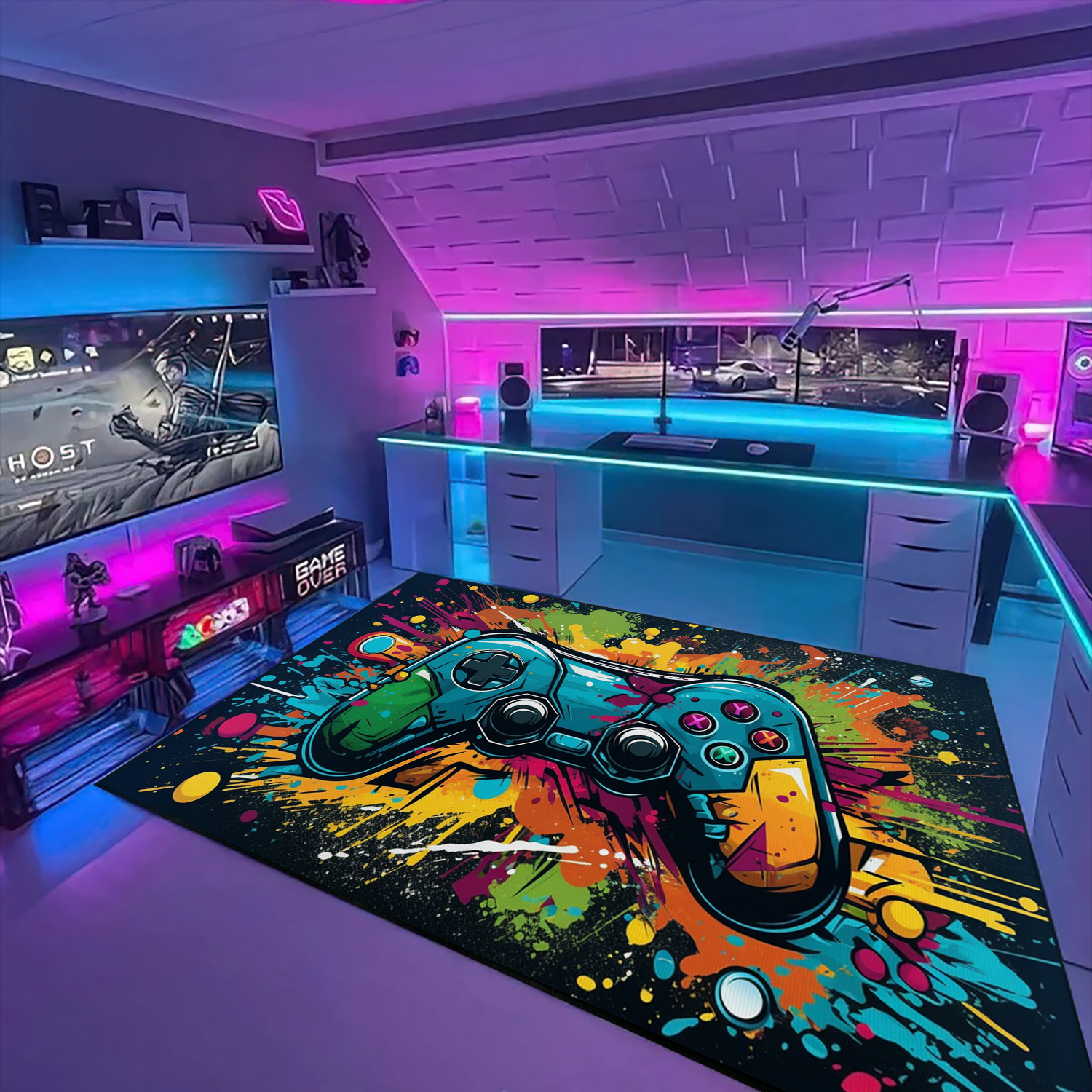 Gamer Rug for Bedroom - Personalized Area Rug for Teen Boys with Large Game Rug Design - Rug Decor Home M34 - Image 2