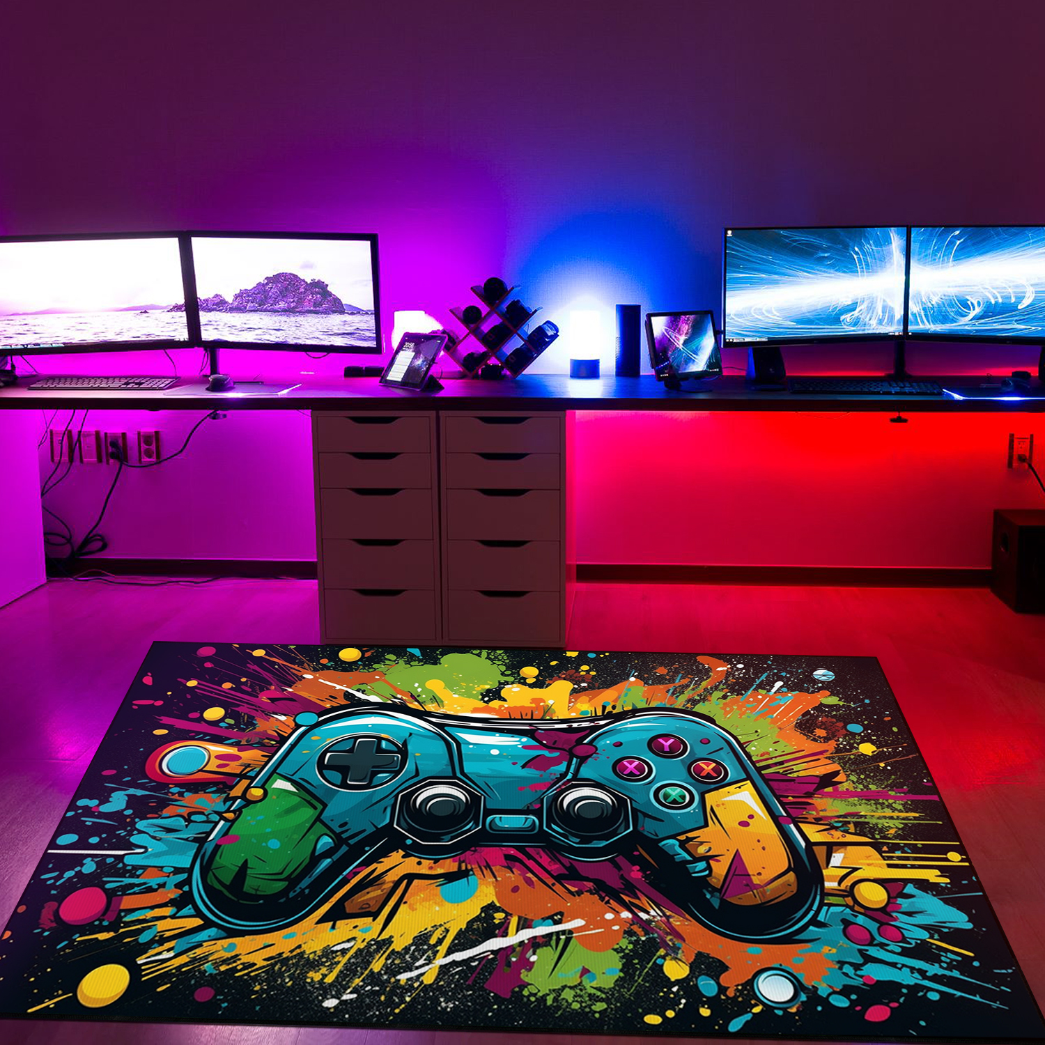 Gamer Rug for Bedroom - Personalized Area Rug for Teen Boys with Large Game Rug Design - Rug Decor Home M34 - Image 3