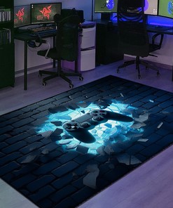 Gamer Rug for Boys Room - Make It Personal with Your Name or Quote - 3D Game Room Carpet for Bedroom or Living Room