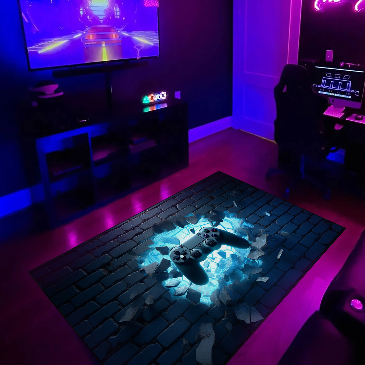 Gamer Rug for Boys Room - Make It Personal with Your Name or Quote - 3D Game Room Carpet for Bedroom or Living Room - Image 3