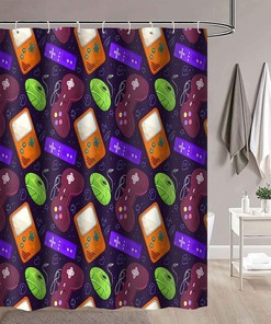 Gamer Video Games Teens Boys Shower Curtain - Fun Video Game Bathroom Decor