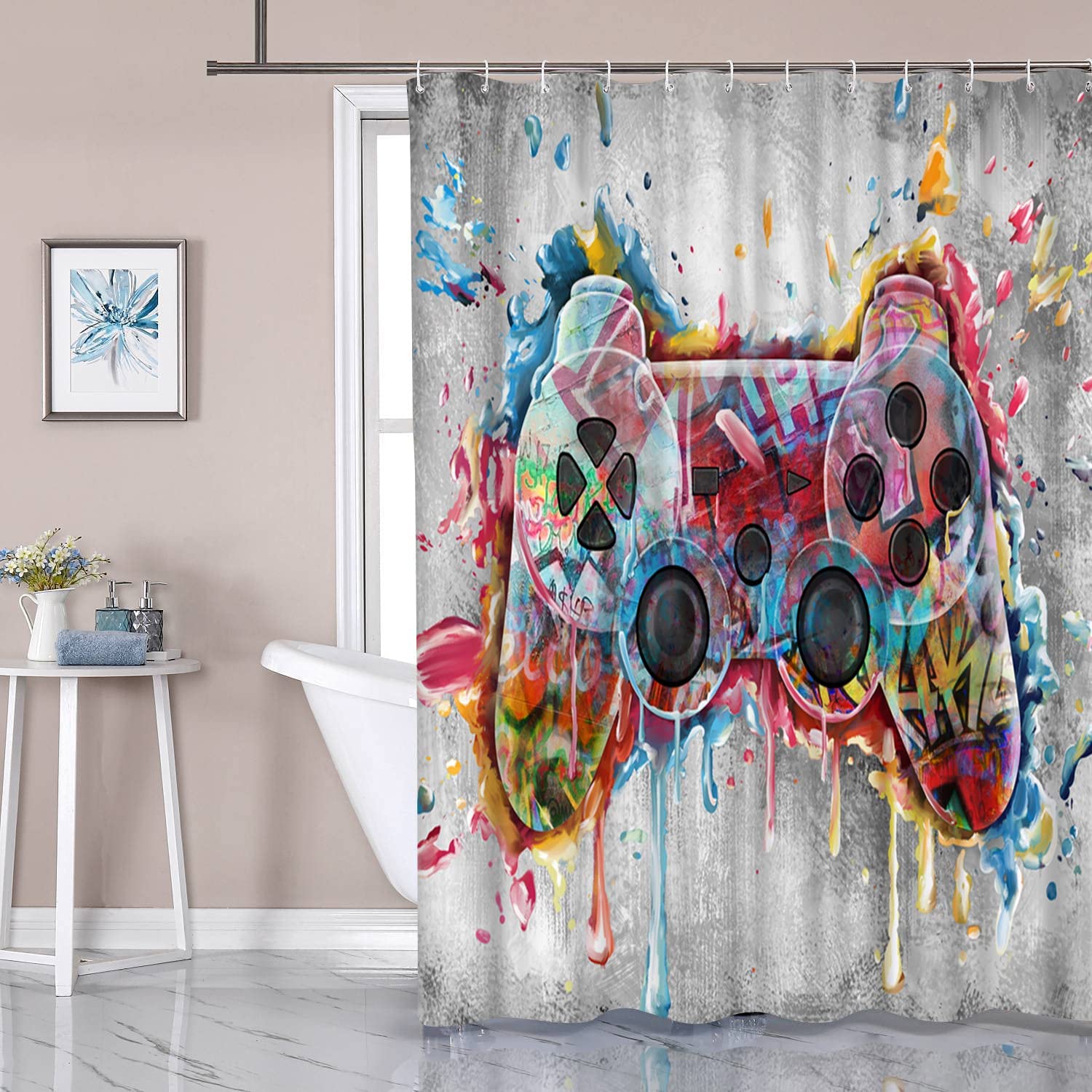 Gaming Kids Bathroom Shower Curtain For Teen Boys Bathroom Decor, - Image 3