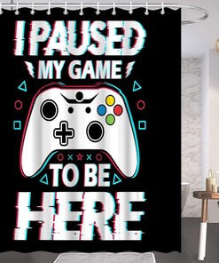 Gaming Shower Curtain For Modern Teen Bathroom Decor With Video Gamepad Design