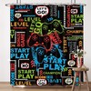 Gaming Shower Curtain Video Games Controller Teens Kids Boys Bathroom Home Decor