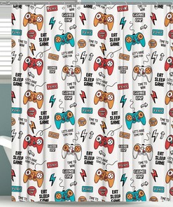 Gaming Shower Curtain for Kids Boys Girls Teens Bathroom Decor with Games Theme 