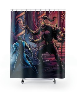 Gaming Theme Shower Curtain - Mortal Kombat Design