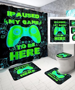Gaming-Themed Shower Curtain For Boys With A Playful Video Game Design