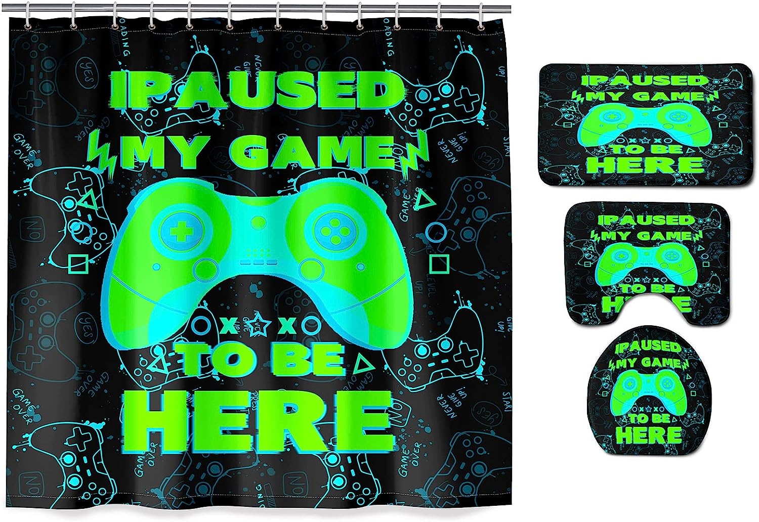 Gaming-Themed Shower Curtain For Boys With A Playful Video Game Design - Image 2