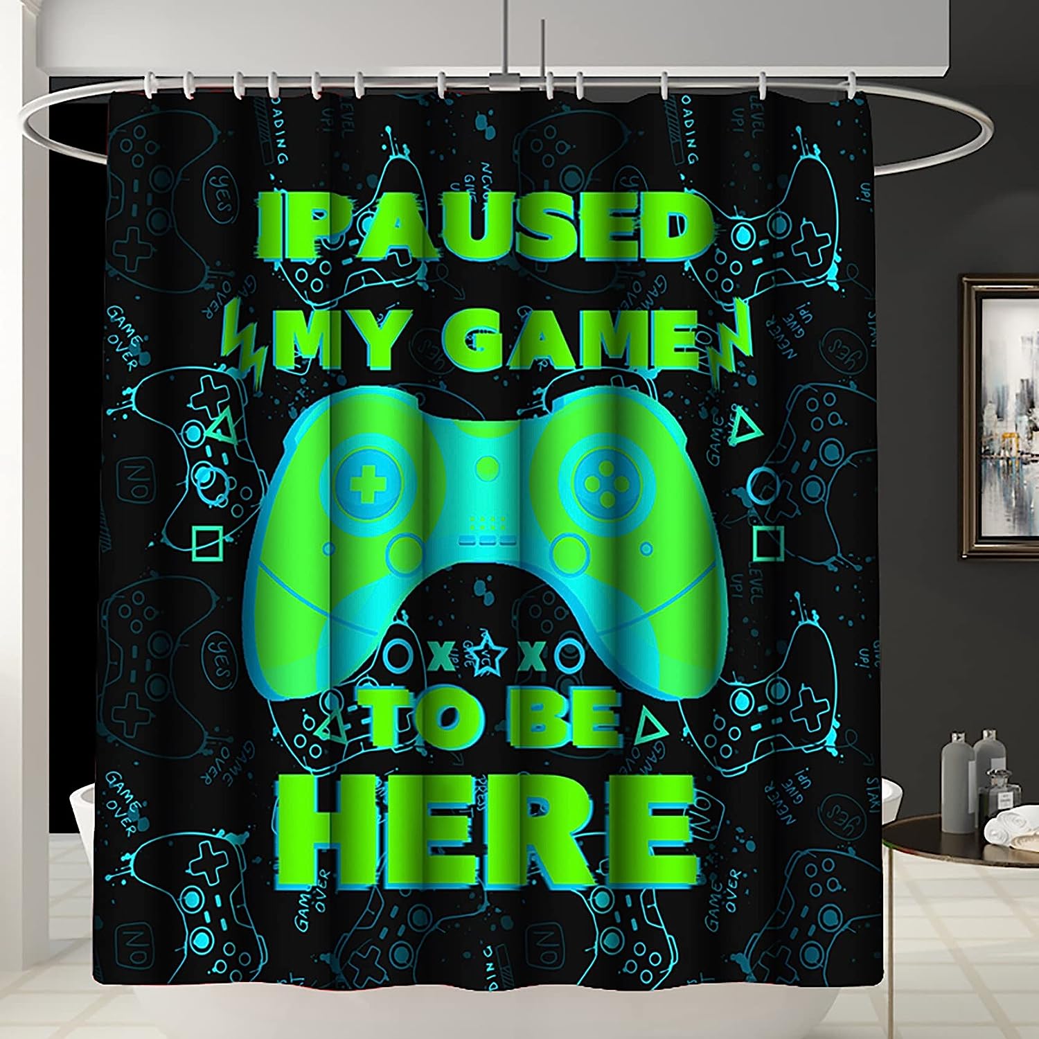 Gaming-Themed Shower Curtain For Boys With A Playful Video Game Design - Image 3