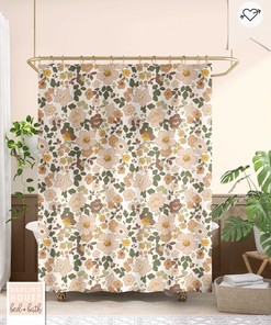Garde Blossom Flower Birds Spring Shower Curtain for Restroom Decor