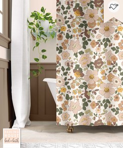 Garde Blossom Flower Birds Spring Shower Curtain for Restroom Decor