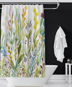 Garden Botanical Print Shower Curtain For Fresh Bathroom Decor 