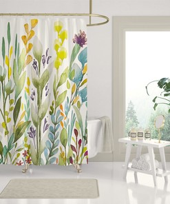Garden Botanical Print Shower Curtain For Fresh Bathroom Decor