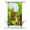 Garden Bushes Ancient Balcony View Shower Curtain For Bathroom Decor