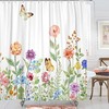 Garden Butterfly and Floral Shower Curtain, Romantic Bathroom Decor with Flowery Print 