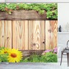 Garden Fence Butterfly Print Shower CurtainWooden Bathroom Decor for Women & Kids