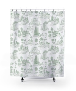 Garden Floral Shower Curtain for Rustic Bathroom Decor, Waterproof Fabric Bathroom Curtain