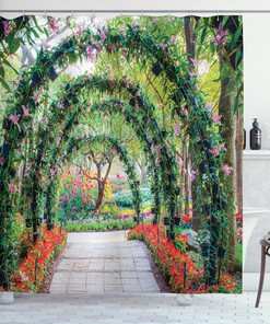 Garden Flower Arches Plants Print Shower Curtain For Bathroom