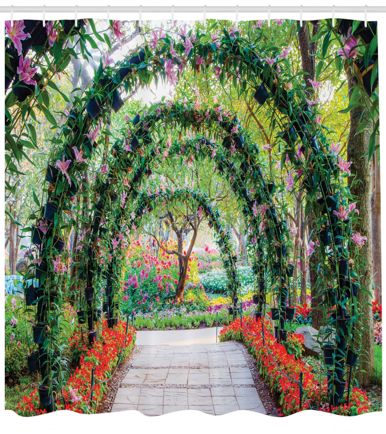 Garden Flower Arches Plants Print Shower Curtain For Bathroom