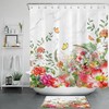 Garden Flower Butterfly Wild Botanical Marble Shower Curtain for Bathroom 