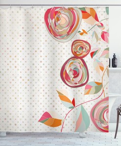 Garden Flower Petals And Buds Dot Print Shower Curtain For Bathroom