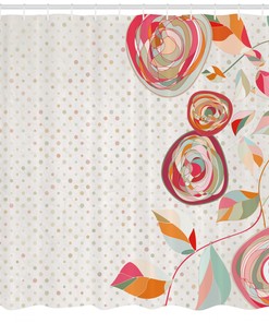 Garden Flower Petals And Buds Dot Print Shower Curtain For Bathroom