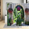 Garden Flower Shower Curtain, Green Plants and Scenery Design for Bathroom Decor