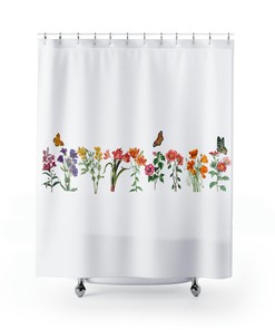Garden Flowers And Butterflies Shower Curtain With Wild Flowers Design Lover Bathroom Shower Curtains