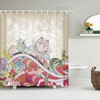 Garden Flowers Fabric Shower Curtain With Lotus Graphic Print, Ideal Home Bath Decor Accessory