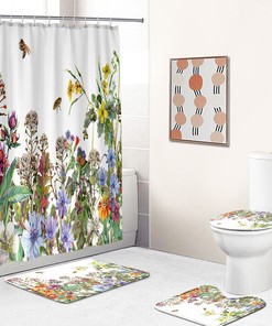 Garden Flowers Grass Honey Bee Shower Curtain - Buzz-Worthy Bathroom Decor