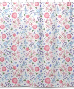 Garden Flowers Pattern Shower Curtain Modern Home Bathroom Hotel Spa Decorations Waterproof Fabric