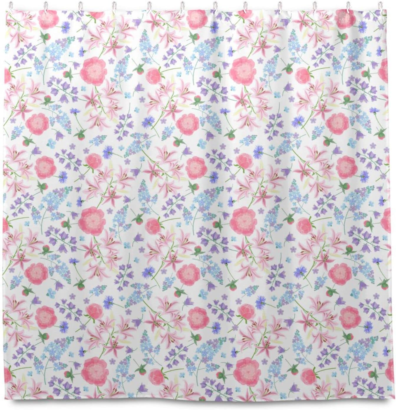 Garden Flowers Pattern Shower Curtain Modern Home Bathroom Hotel Spa Decorations Waterproof Fabric