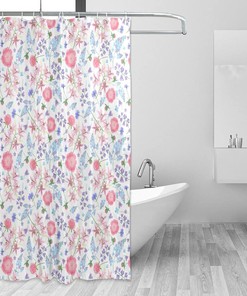 Garden Flowers Pattern Shower Curtain Modern Home Bathroom Hotel Spa Decorations Waterproof Fabric