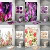 Garden Flowers Print Waterproof Fabric Shower Curtain For Bathroom