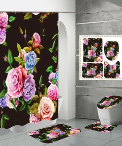 Garden Flowers Waterproof Fabric Shower Curtain With Beautiful Colorful Print